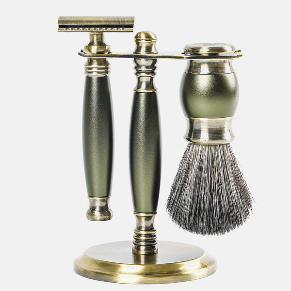 【FREED】雙刃式古銅刮鬍刀豪華禮盒四件組 - 大地綠 - FREED