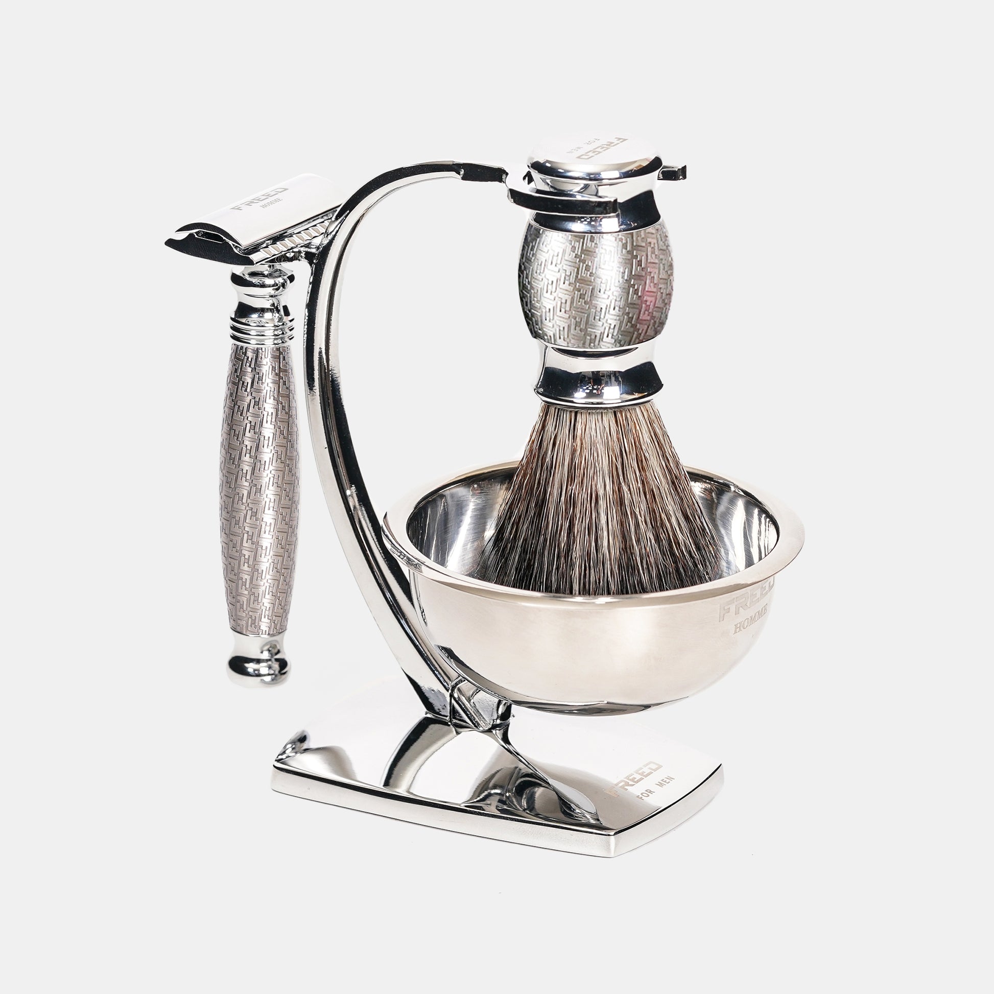 全鍍鎳浮雕，銀色，低角度，展示架FREED 客製化刻字