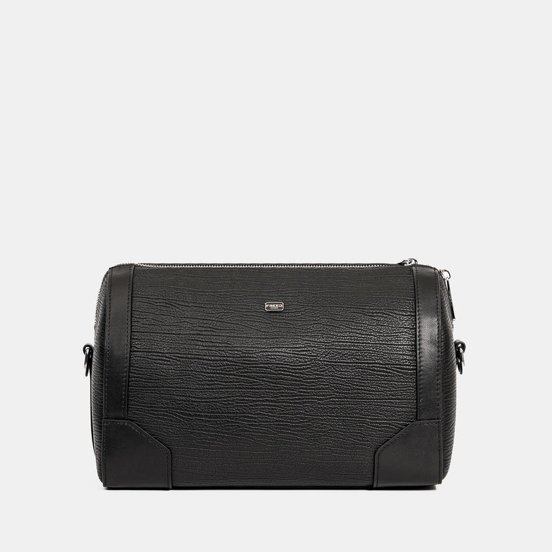 【FREED】真皮壓紋圓筒斜背包