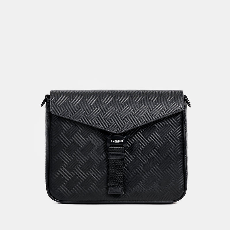 【FREED】編織壓花斜方格扣斜肩包