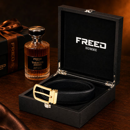 【FREED】霧金馬蹄扣荔枝紋真皮皮帶