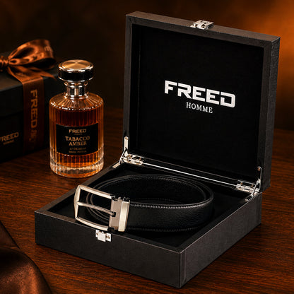 【FREED】槍色方形扣頭荔枝紋真皮皮帶