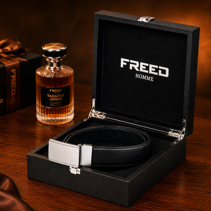 【FREED】銀色細邊繩紋扣荔枝紋真皮皮帶