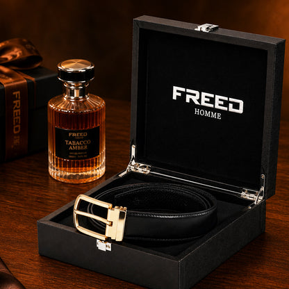 【FREED】霧金馬蹄扣平紋真皮皮帶