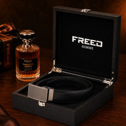 【FREED】槍色網點紋扣頭平紋真皮皮帶