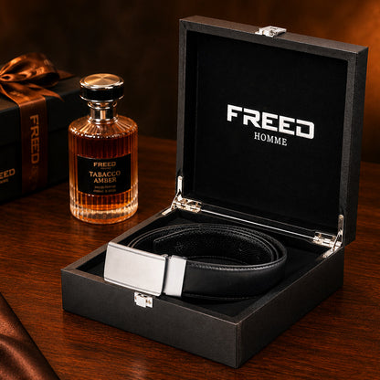 【FREED】銀色細邊繩紋扣頭平紋真皮皮帶