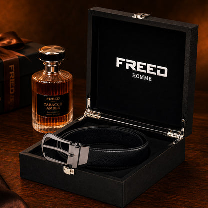 【FREED】槍色旋轉式馬蹄扣荔枝紋真皮皮帶