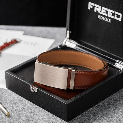 【FREED】 霧銀拉絲扣自動扣皮帶