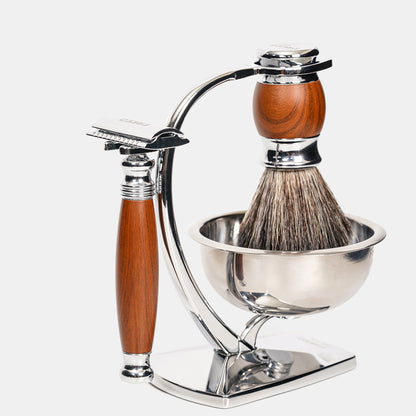 仿胡桃木質感，鏡面拋光呈現，簡約現代場景。FREED 客製化刻字。