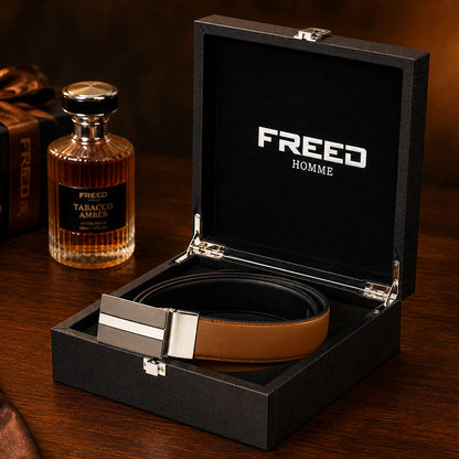 【FREED】雙色三線扣頭細紋雙色超纖維皮帶