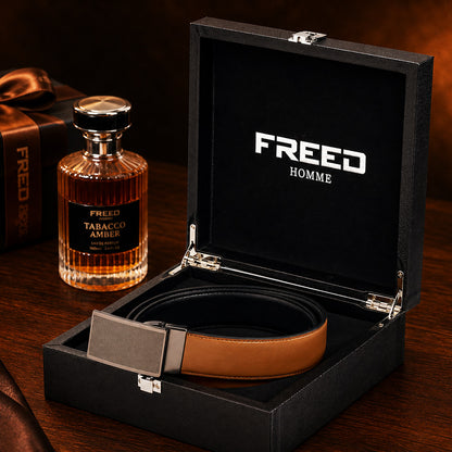 【FREED】槍色網點紋扣頭細紋雙色超纖維皮帶