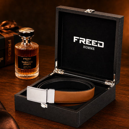【FREED】銀色細邊繩紋扣頭細紋雙色超纖維皮帶