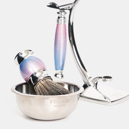 漸層粉藍刮鬍刀組，金屬材質，FREED 客製化刻字