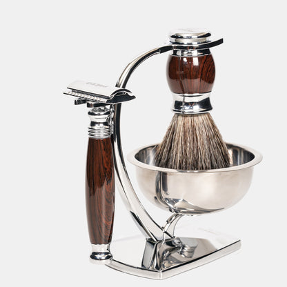 仿紫紅檀木材質，精緻禮盒組，側邊視角。FREED 客製化刻字