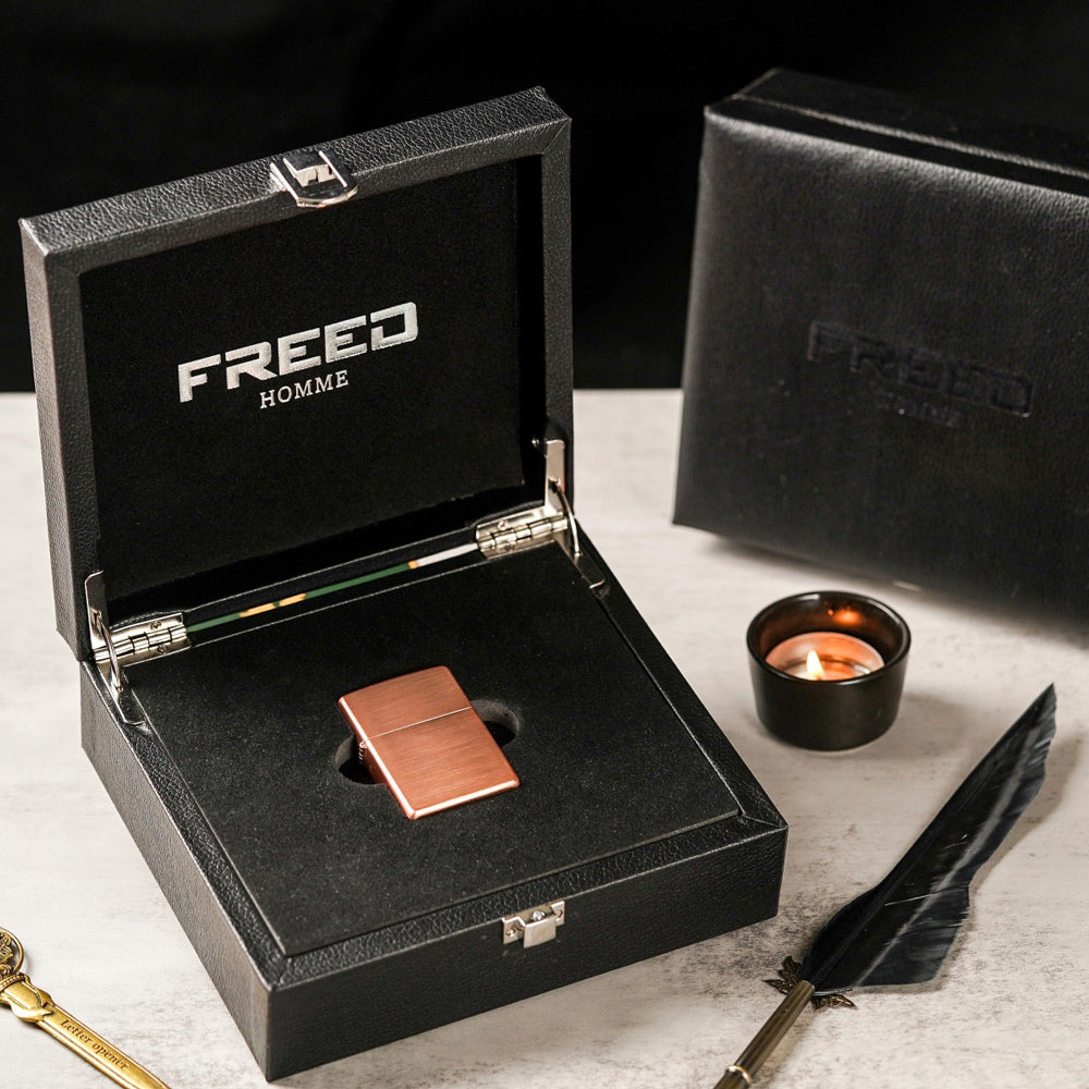 【FREED】紅銅殼拉絲霧面煤油打火機禮盒