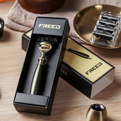 FREED 【古銅系列】五刀式刮鬍刀 - 大地綠 細節展示