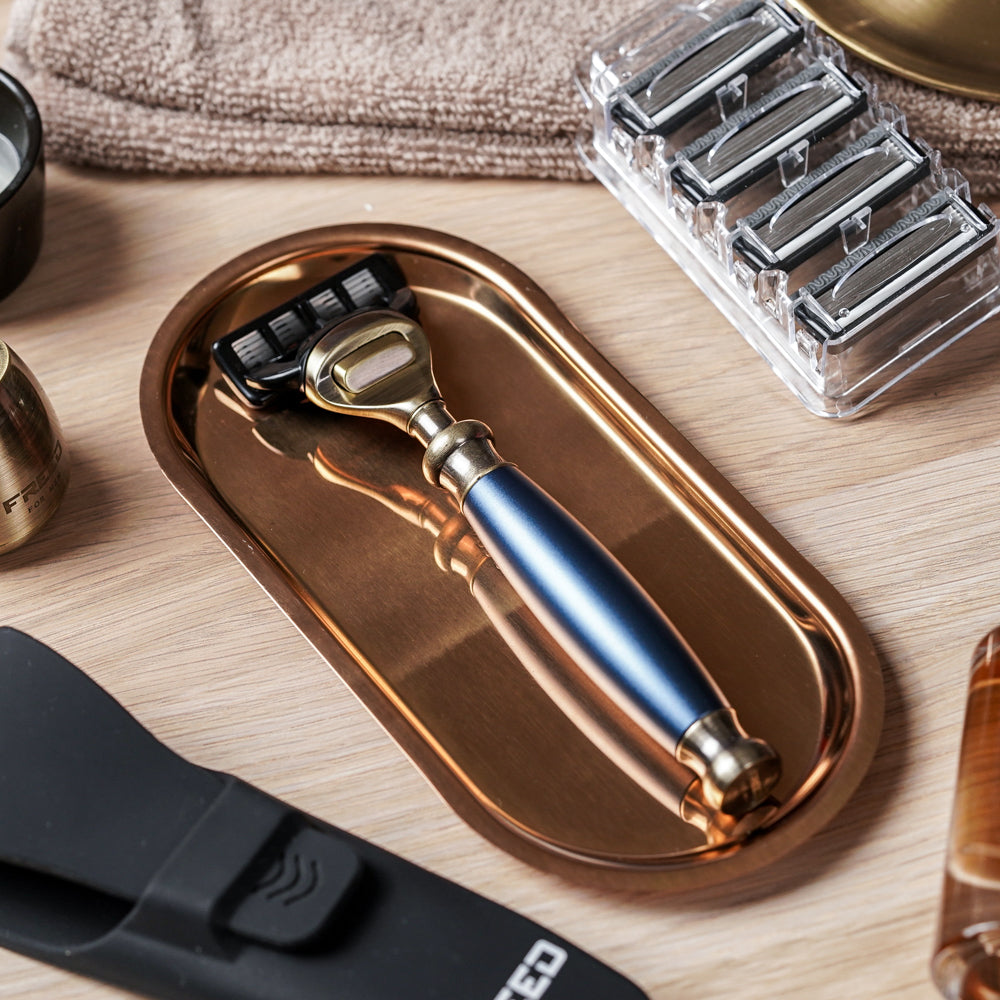 【古銅系列】五刀式刮鬍刀 - 帝王藍