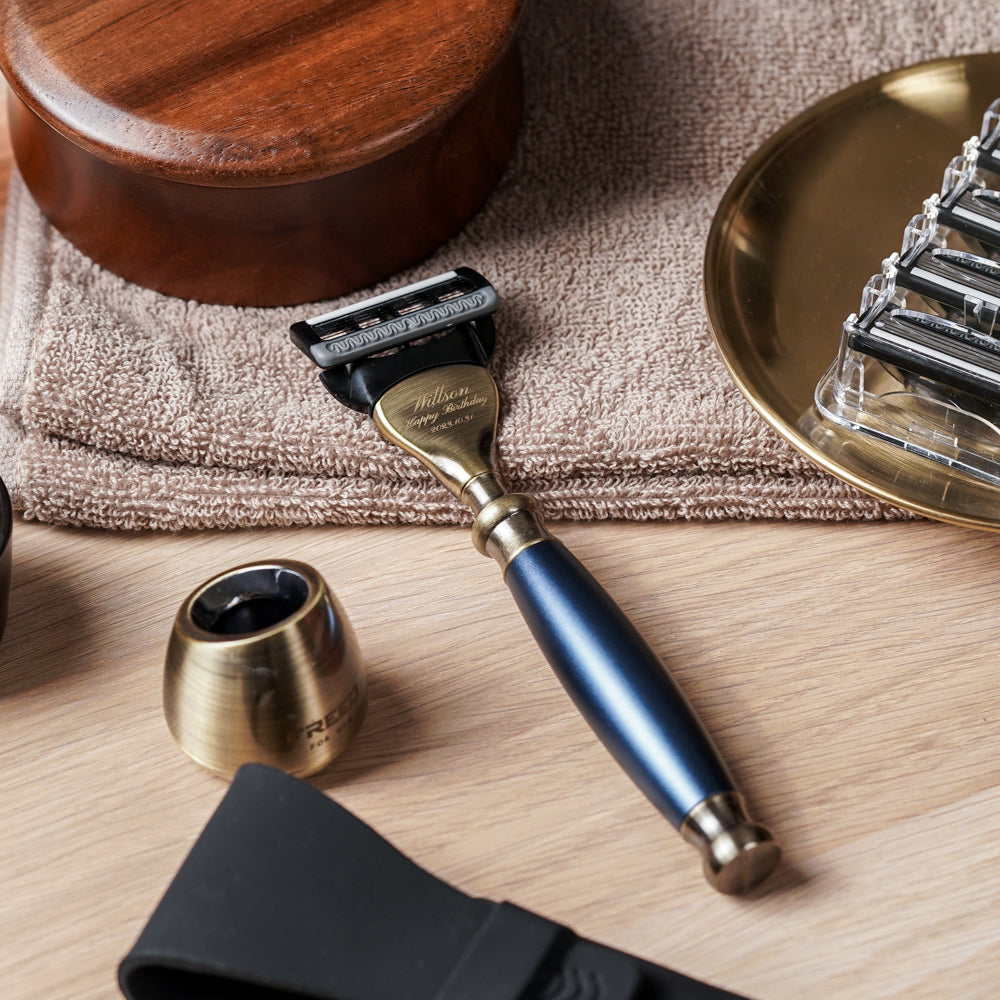 【古銅系列】五刀式刮鬍刀 - 帝王藍