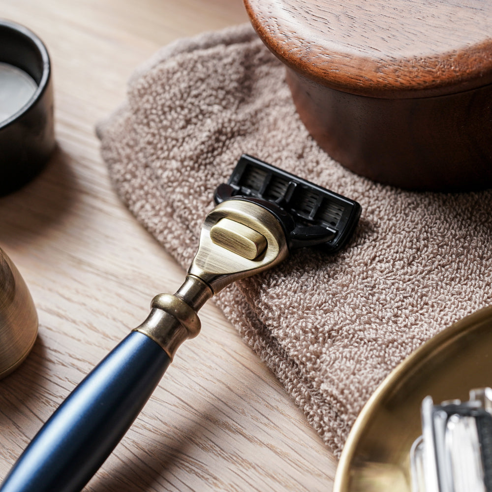 【古銅系列】五刀式刮鬍刀 - 帝王藍