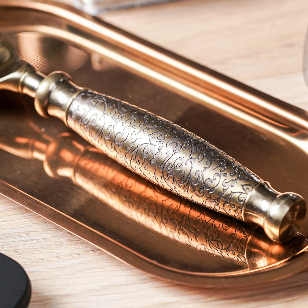 【蝕刻系列】五刀式刮鬍刀 - 仿古銅蝕刻雕花