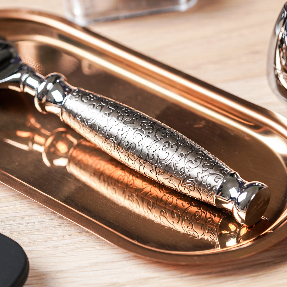 【蝕刻系列】五刀式刮鬍刀 - 蝕刻雕花鍍鎳版