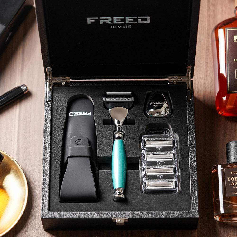 【兩週年特仕款】尊爵四件組刮鬍刀禮盒 - 湖水綠 - FREED