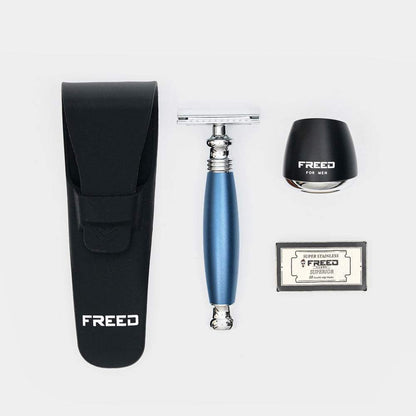 藍色金屬質感，簡約設計，FREED客製化刻字。