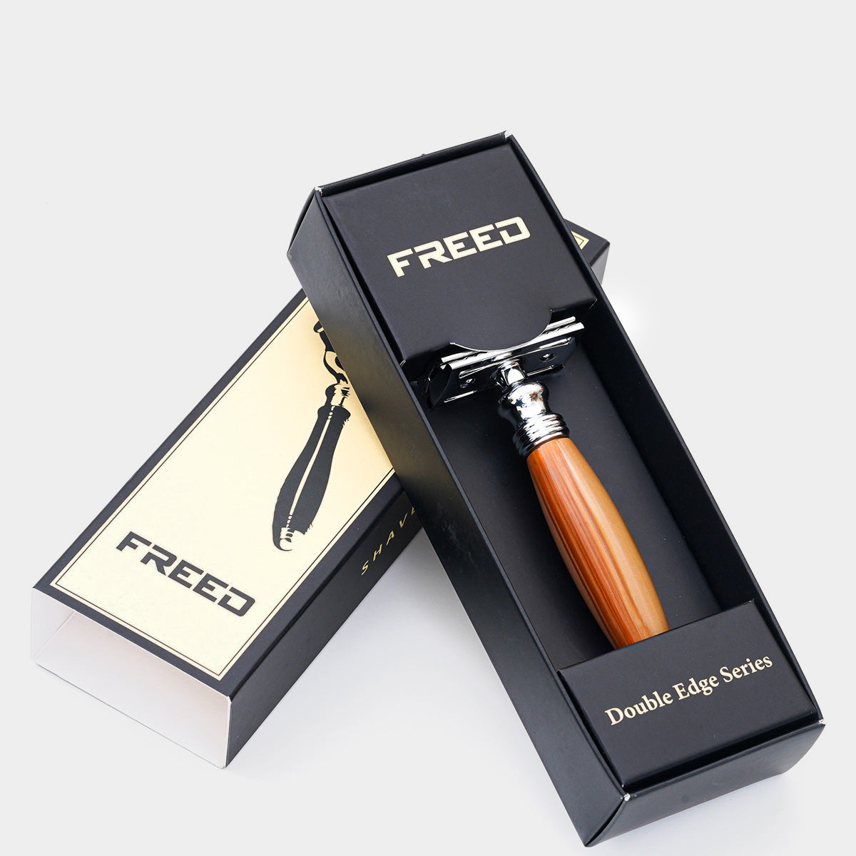 【FREED】封閉式復古雙刃安全刮鬍刀- 仿琥珀(附刀片10片)