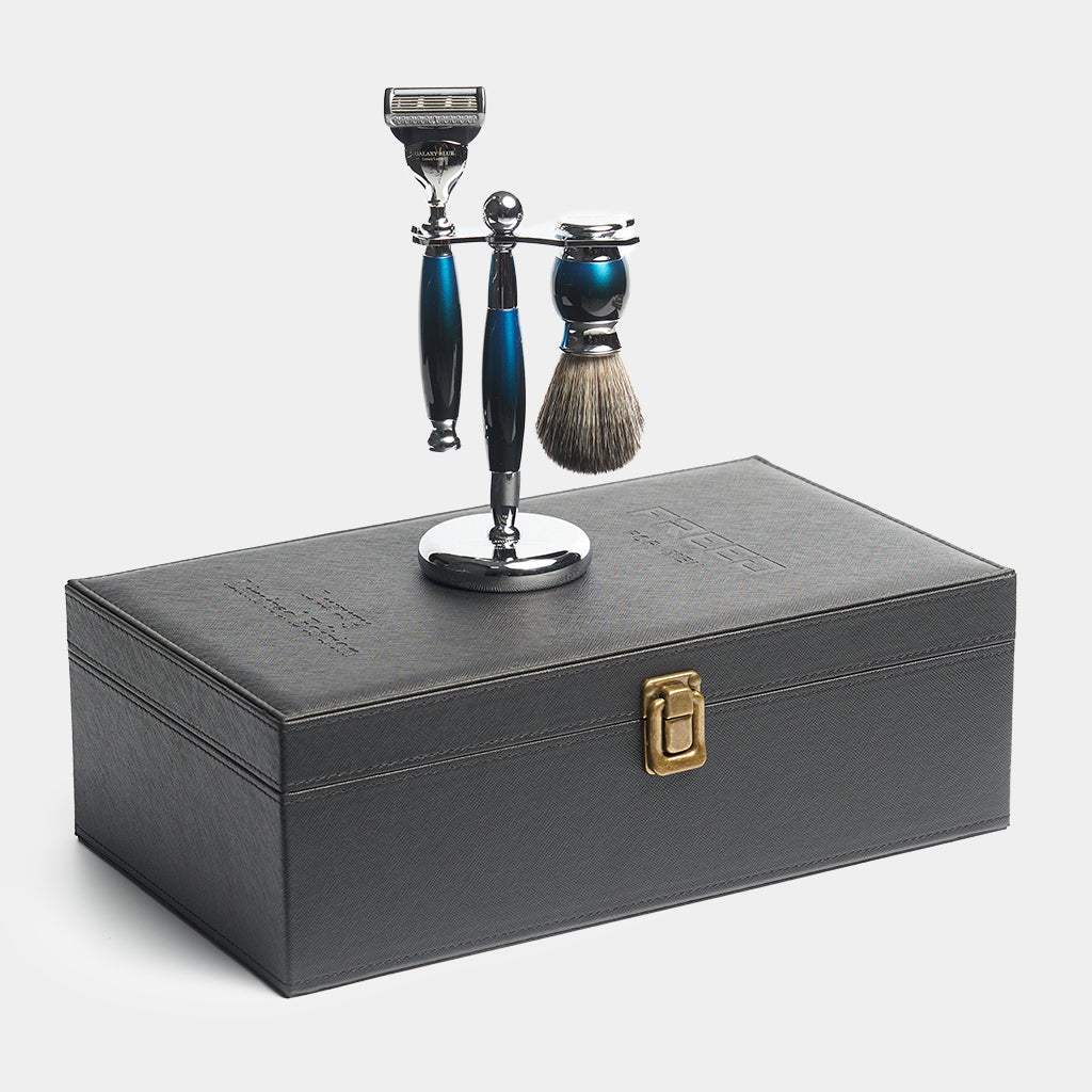 一週年限量紀念款 - 銀河藍_豪華典藏版四件組刮鬍刀禮盒 - FREED