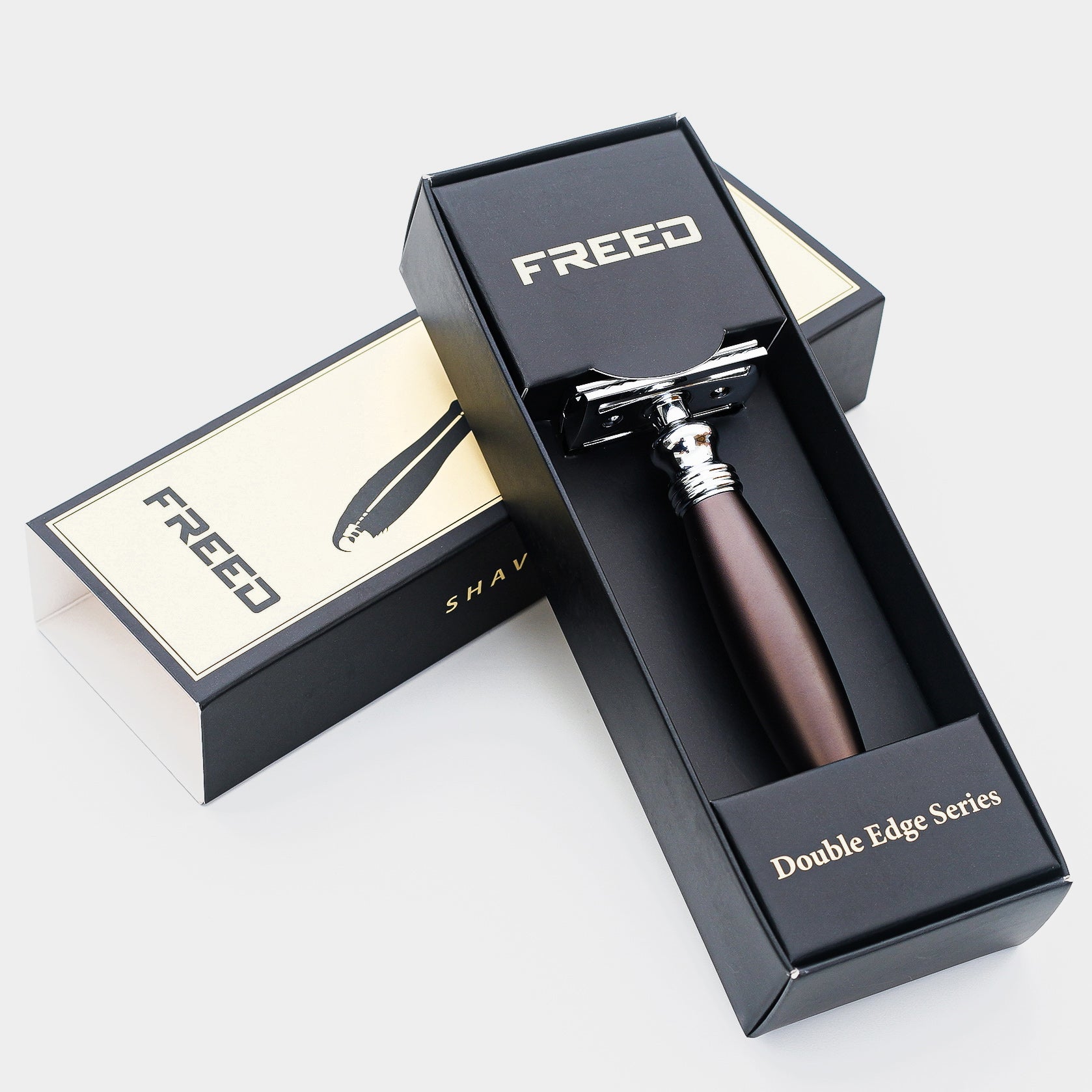 【FREED】封閉式復古雙刃安全刮鬍刀- 馬鞍棕 (附刀片10片)