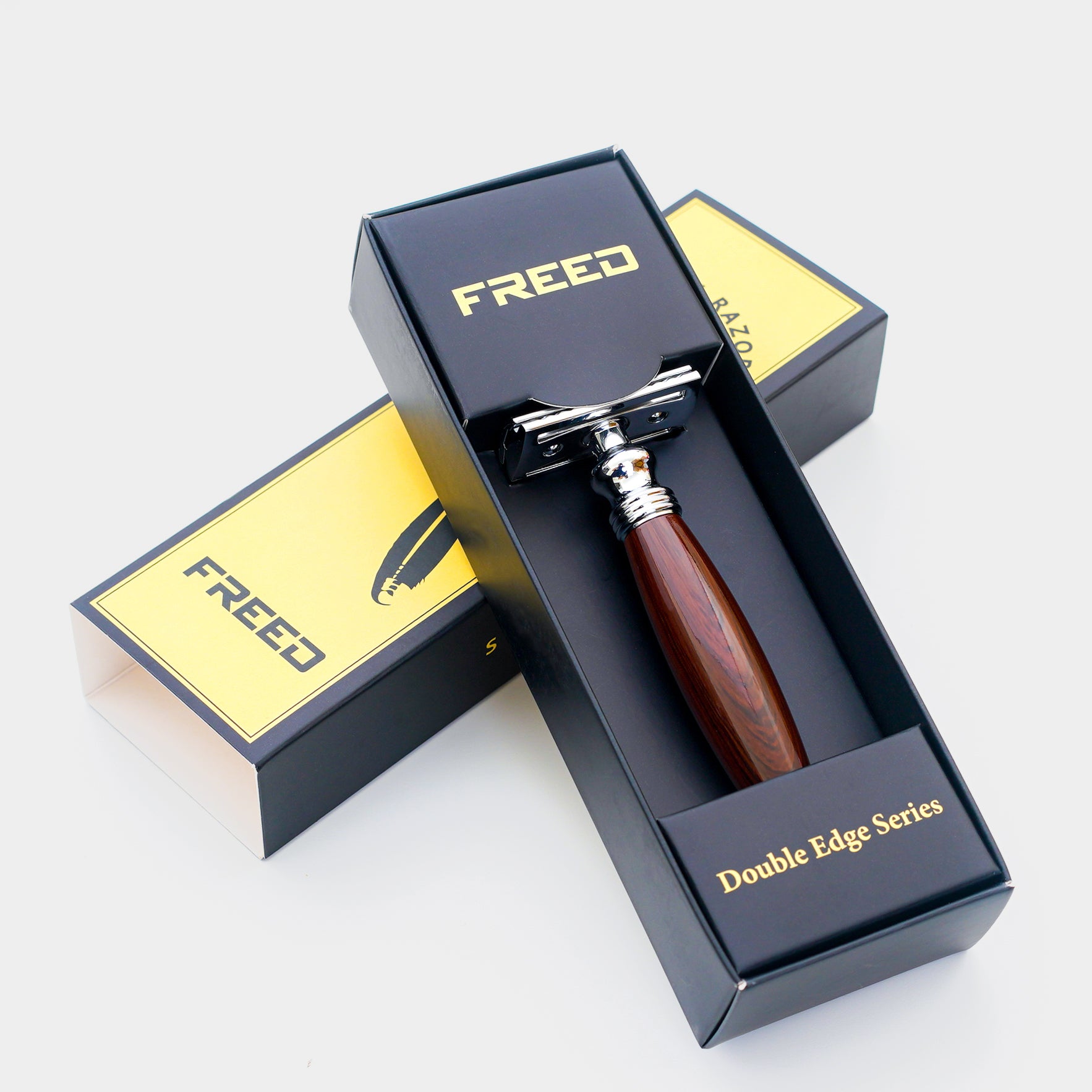 【FREED】封閉式復古雙刃安全刮鬍刀- 仿紫紅檀木 (附刀片10片)