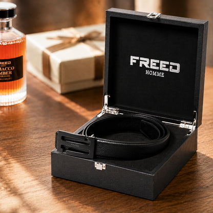 【FREED】金色/黑色扣頭 荔枝紋真皮皮帶