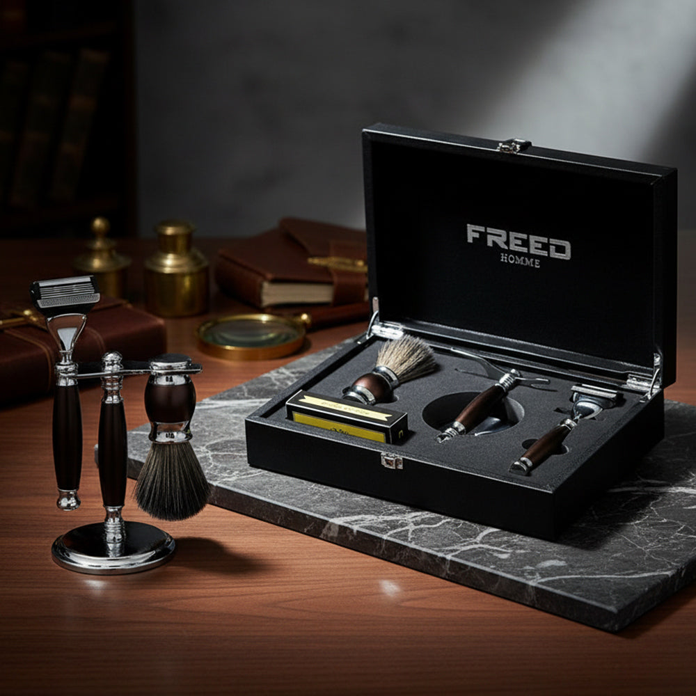 FREED 五刀式刮鬍刀豪華禮盒四件組 - 馬鞍棕 商品展示圖5