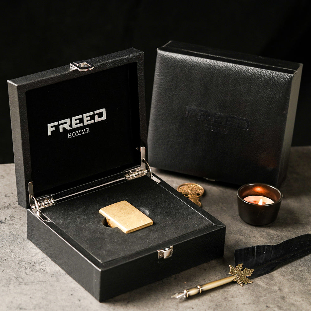 【FREED】銅殼金色滾花煤油打火機
