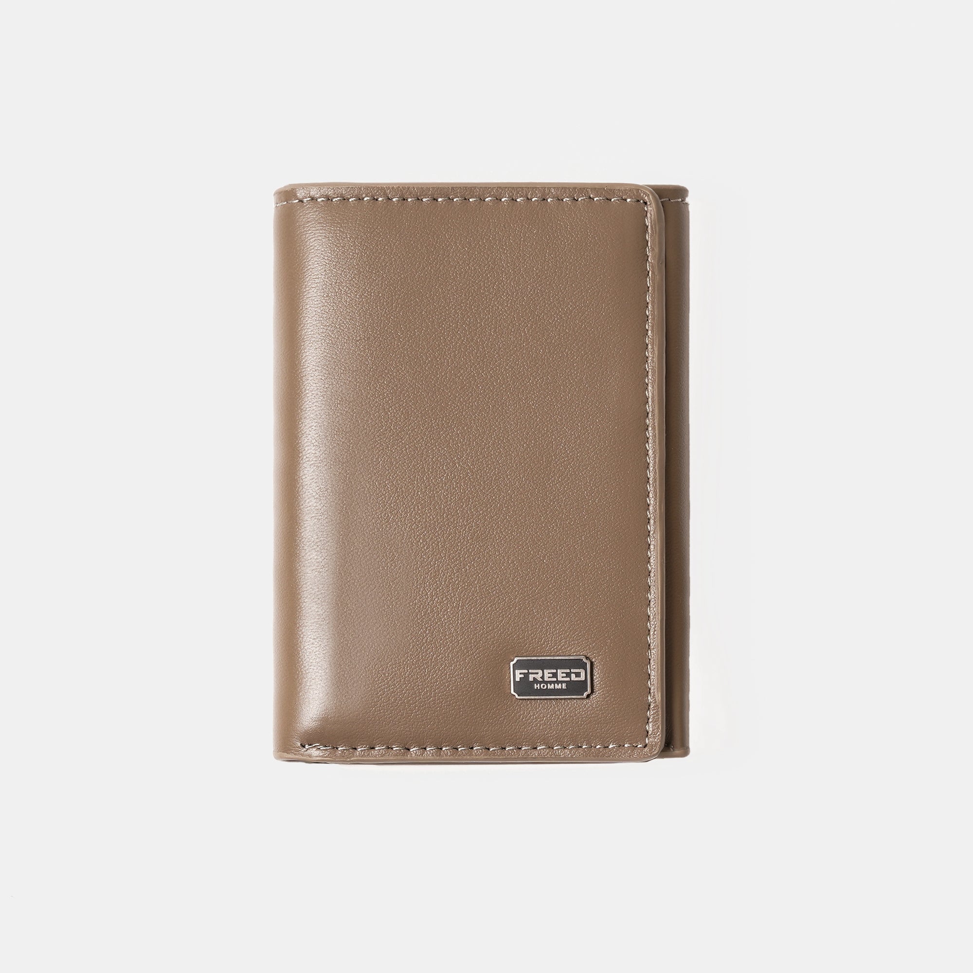 【FREED】紳士極潤頭層納帕(Nappa)真皮三折短夾 - 沙丘棕