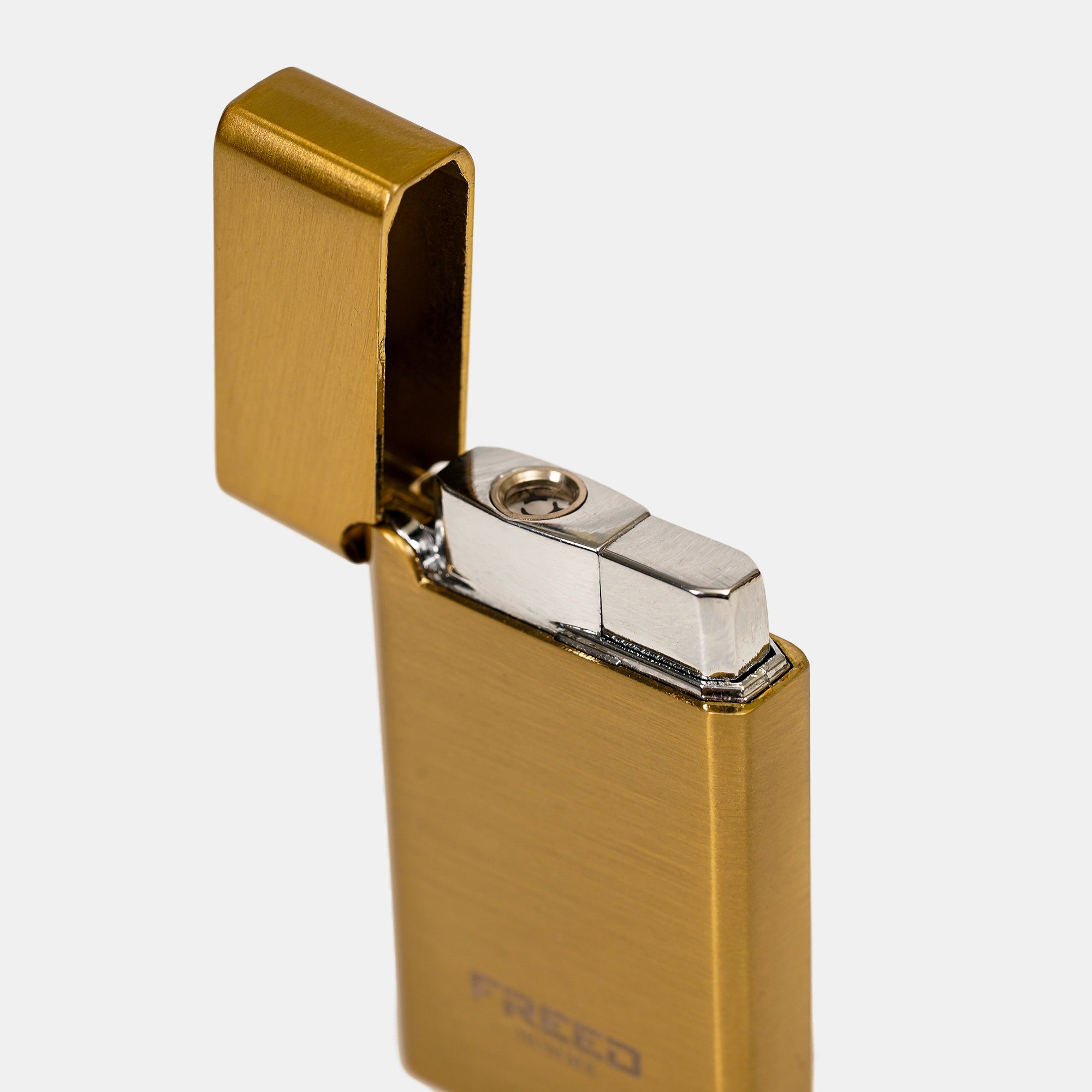 【FREED】金屬拉絲微光瓦斯打火機 - 古銅金