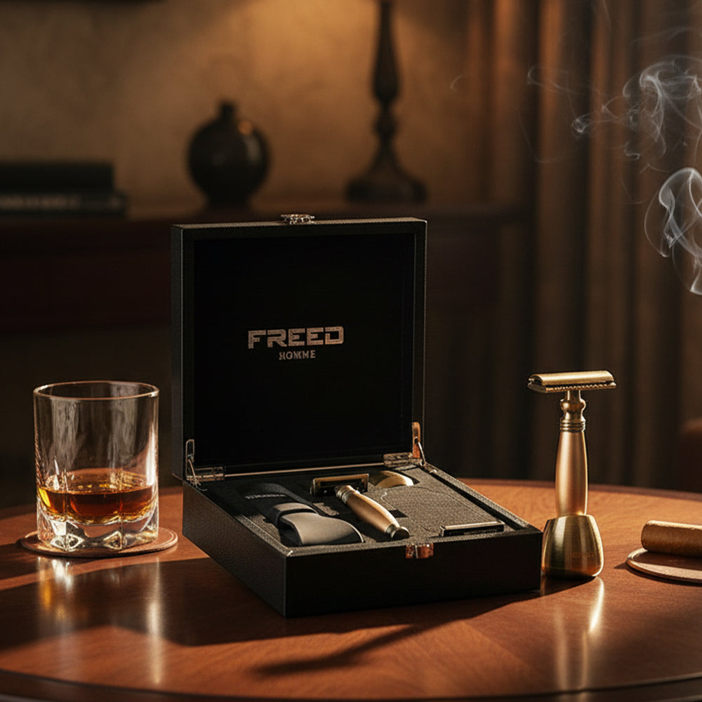 【FREED】古銅系列尊爵四件組雙刃式刮鬍刀禮盒 - 阿波羅 細節展示