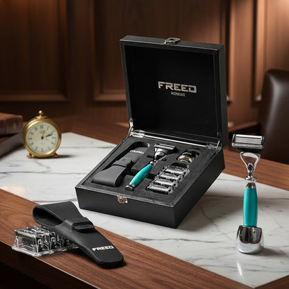 【兩週年特仕款】尊爵四件組刮鬍刀禮盒 - 湖水綠