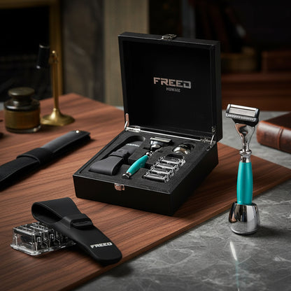 【兩週年特仕款】尊爵四件組刮鬍刀禮盒 - 湖水綠