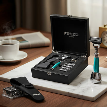 【兩週年特仕款】尊爵四件組刮鬍刀禮盒 - 湖水綠