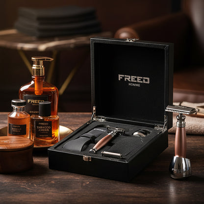 FREED 【兩週年特仕款】尊爵四件組雙刃刮鬍刀禮盒 - 玫瑰金 細節展示