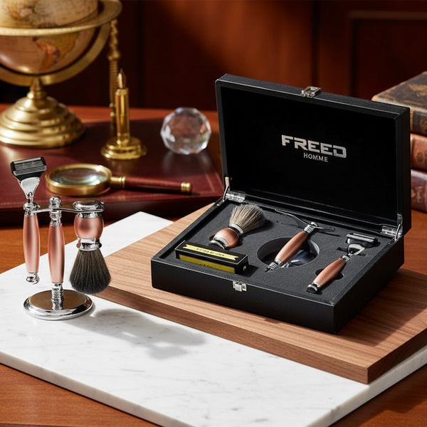 【兩週年特仕款】五刀式刮鬍刀豪華禮盒四件組 - 玫瑰金