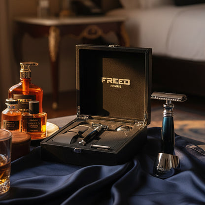 【FREED】尊爵四件組雙刃刮鬍刀禮盒 - 銀河藍 細節展示