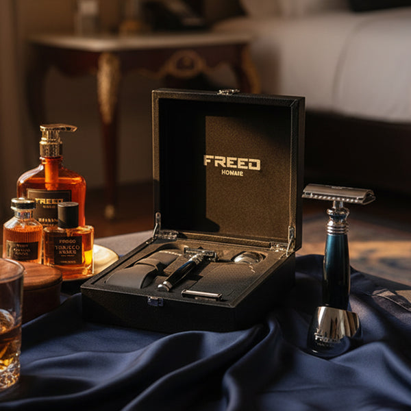 【FREED】尊爵四件組雙刃刮鬍刀禮盒 - 銀河藍 細節展示