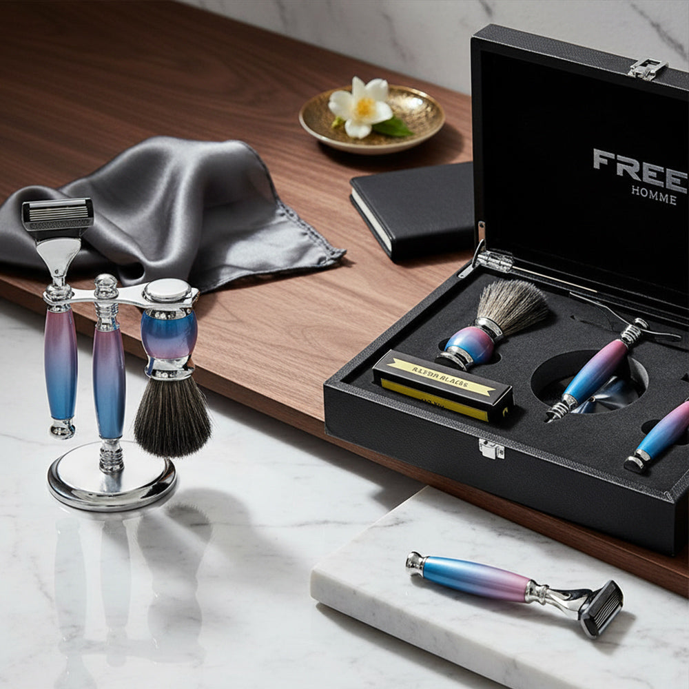 FREED 【兩週年特仕款】五刀式刮鬍刀豪華禮盒四件組 - 獨角獸 包裝展示