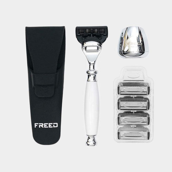 【兩週年特仕款】尊爵四件組刮鬍刀禮盒 - 珍珠白 - FREED